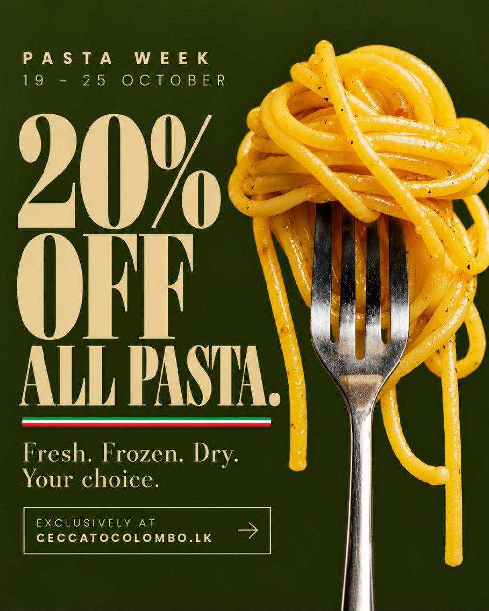 20% OFF ALL PASTA 🍝