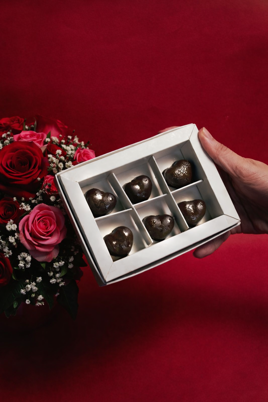 Heart-Shaped Chocolate Pralines -  Box of 6